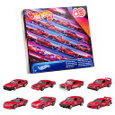 ホットウィール(Hot Wheels) マテル80周年 8パック 乗り物おもちゃ ミニカー 8台入り 3歳から レッド JGK09