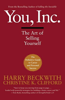 As founder of Beckwith Advertising and Marketing, Harry Beckwith learned early on in his career that no matter what product is being sold, the most important component of the sale is you. 
And in YOU, INC. Beckwith teams up with Christine Clifford (motivational speaker and former top sales executive) and they expand on this fundamental premise of selling, providing wonderful tidbits, anecdotes, and advice through his well-known home-spun writing style. 
The authors offer doses of humor and practical knowledge to anyone who wants to learn how to "seal the deal" and thrive in business.
著者はコンサルティング会社の創業者ハリー・ベックウィス。『「あのサービスが選ばれる理由』（海と月社）など顧客マーケティング論の著作を持ち、本書も商品の前に「あなた」を売り込めと説く。