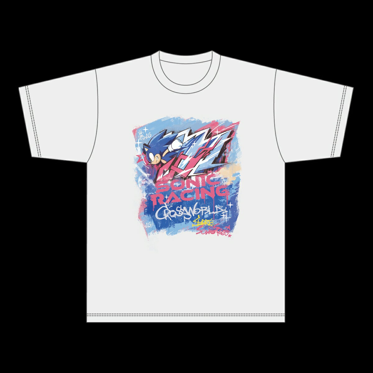 『ソニックレーシングクロスワールド』ストリートアート風Tシャツ ソニック Lサイズ