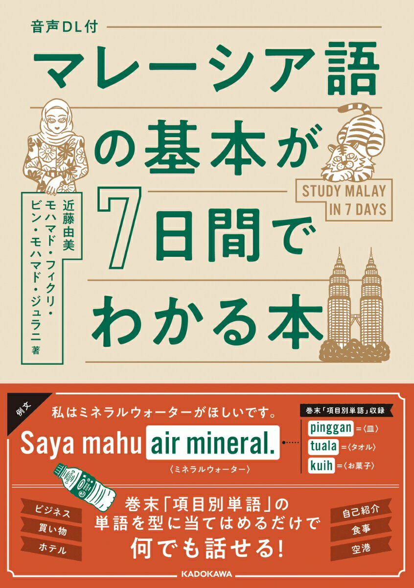 すべての例文に「単語の枠」がついているので、巻末「項目別単語」の単語に入れ替えるだけで、話したいことがすぐに話せます。７日間で基礎的な発音、語彙、文法、会話をマスター！簡単なものから徐々に複雑になっていくので、挫折の心配もありません。『音声ＤＬ付　インドネシア語の基本が７日間でわかる本』と併用すれば、インドネシア語との違いが簡単にわかるので、効率的に同時学習ができます。