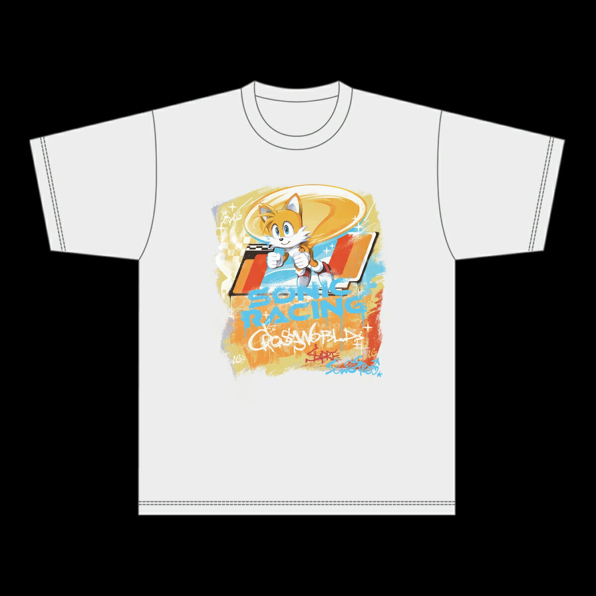 『ソニックレーシングクロスワールド』ストリートアート風Tシャツ テイルス XLサイズ