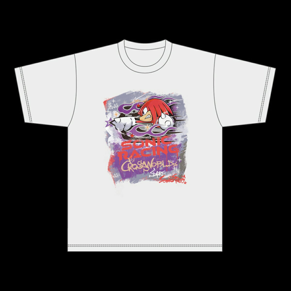 『ソニックレーシングクロスワールド』ストリートアート風Tシャツ ナックルズ Mサイズ