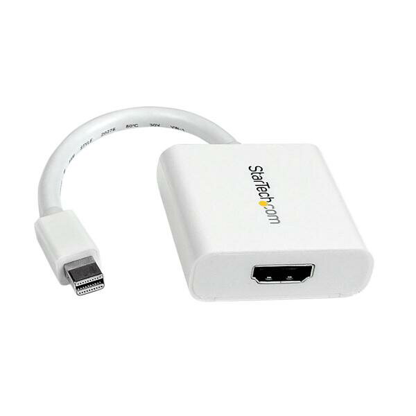 Mini DisplayPort - HDMI 変換アダプタ/mDP 1.2 - HDMI ビデオ変換/1080p/ミニディスプレイポート - HDMI 映像コンバータ/ミニDP - HDMI パッシブアダプタ/ホワイト