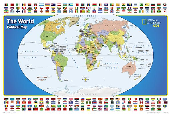 National Geographic World for Kids Wall Map - Laminated (Poster Size: 36 X 24 In)