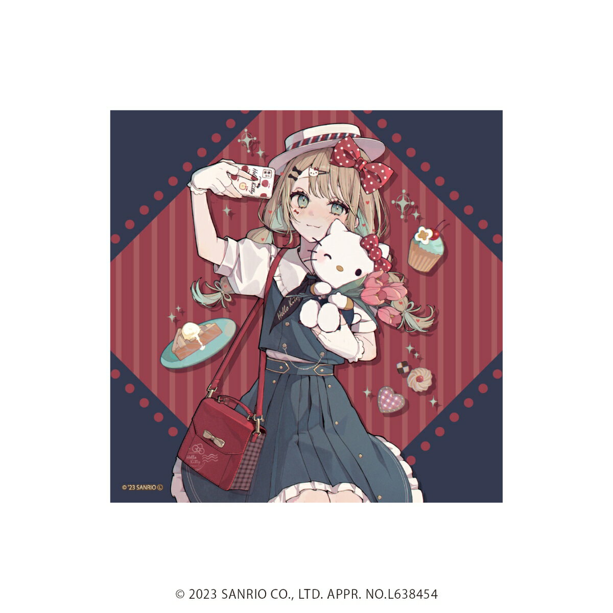 アクリルブロック「赤倉×はぴだんぶい」03/ハローキティ(描き下ろしイラスト)【グッズ】