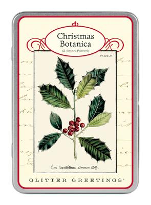 Christmas Botanticals Glitter Greetings Postcards CHRISTMAS BOTANTICALS GLI-12PK [ Cavallini & Company ]