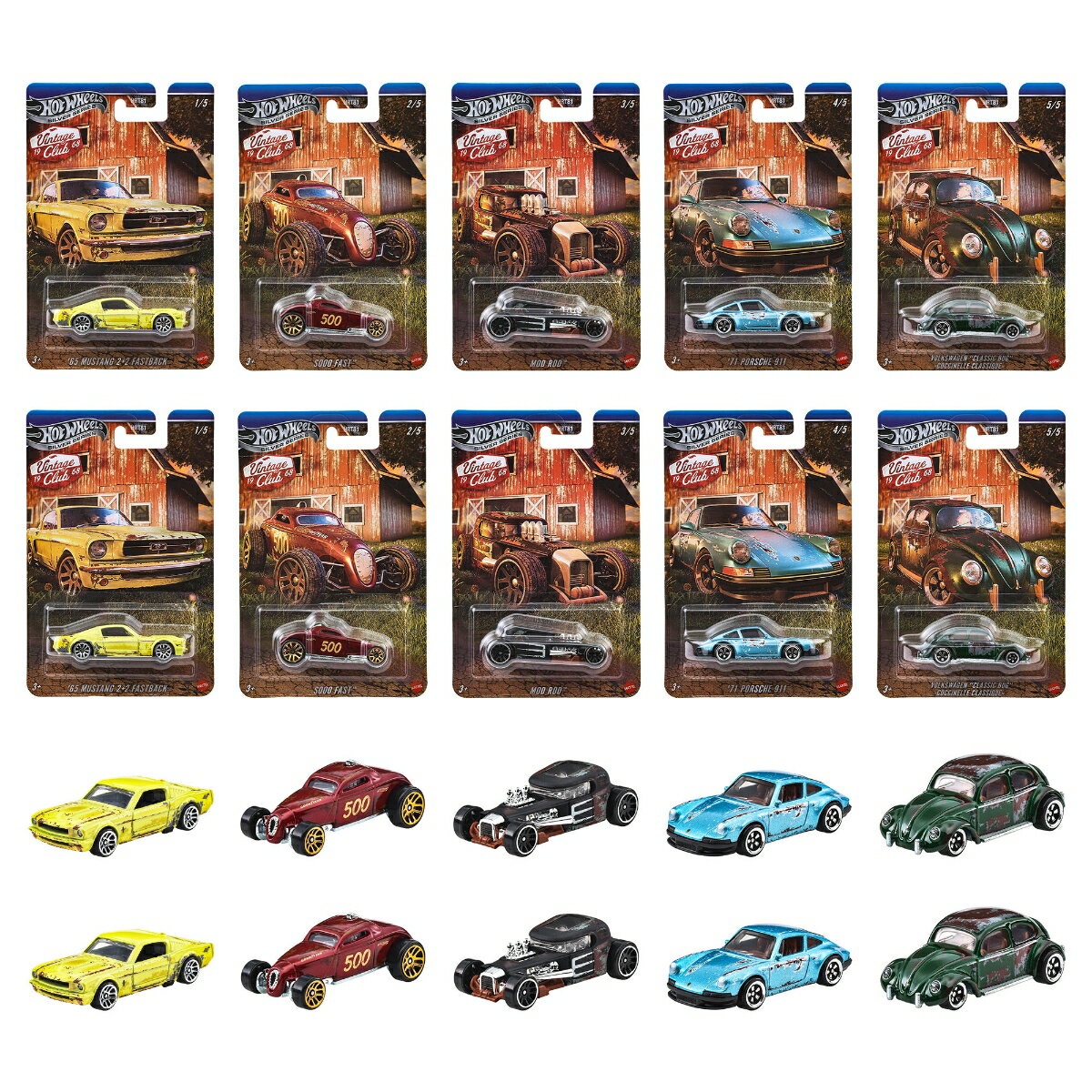 ホットウィール(Hot Wheels)　ヴィンテージ アソート - バーン・ファインズ 乗り物おもちゃ ミニカー 10台入り BOX販売 3歳から マルチ HRT81-986H