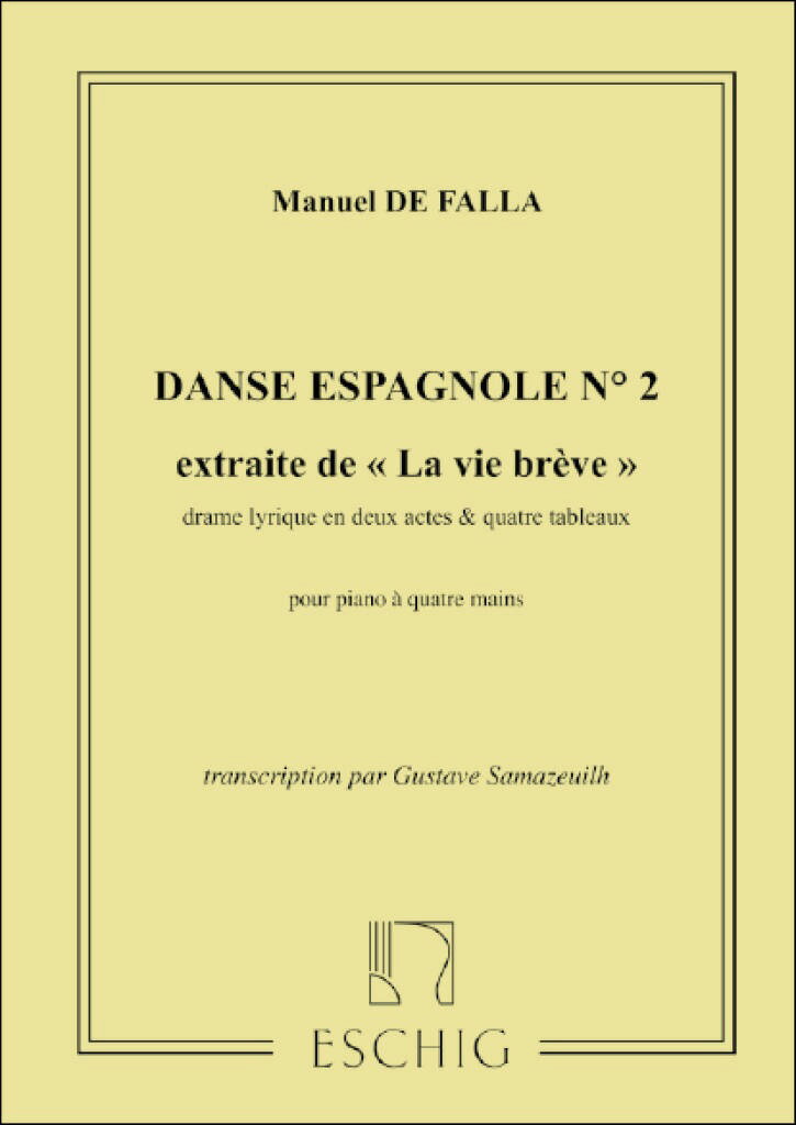 【輸入楽譜】ファリャ, Manuel de: 「はかなき人生」より スペイン舞曲 第2番