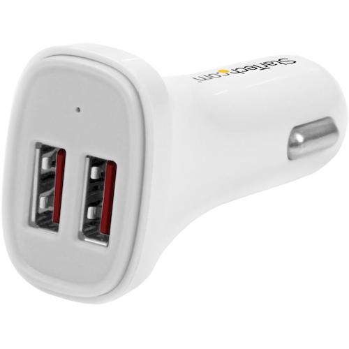 2ポートUSB車載充電器シガーソケットカーチャージャー 24W/4.8A ホワイト