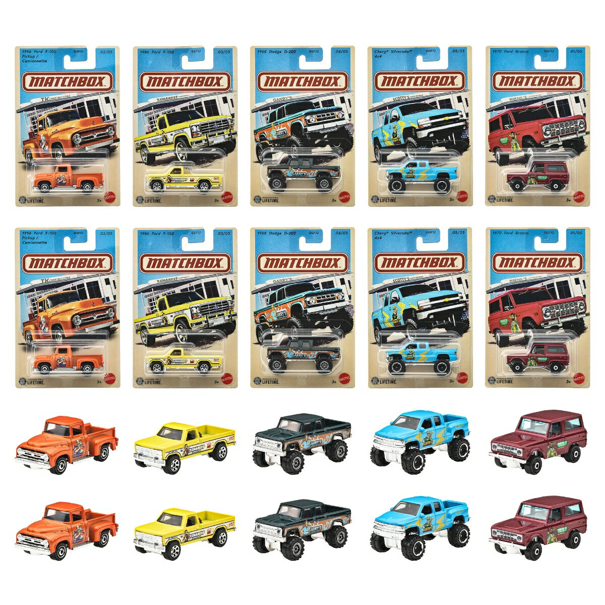 マッチボックス(Matchbox)　テーマ アソート - トラックス 乗り物おもちゃミニカー 10台入り BOX販売 3歳から マルチ GGF12-987P