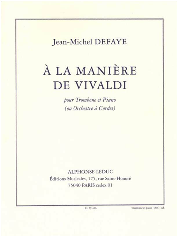【輸入楽譜】ドゥファイ, Jean Michel: ヴィヴァルディ風に