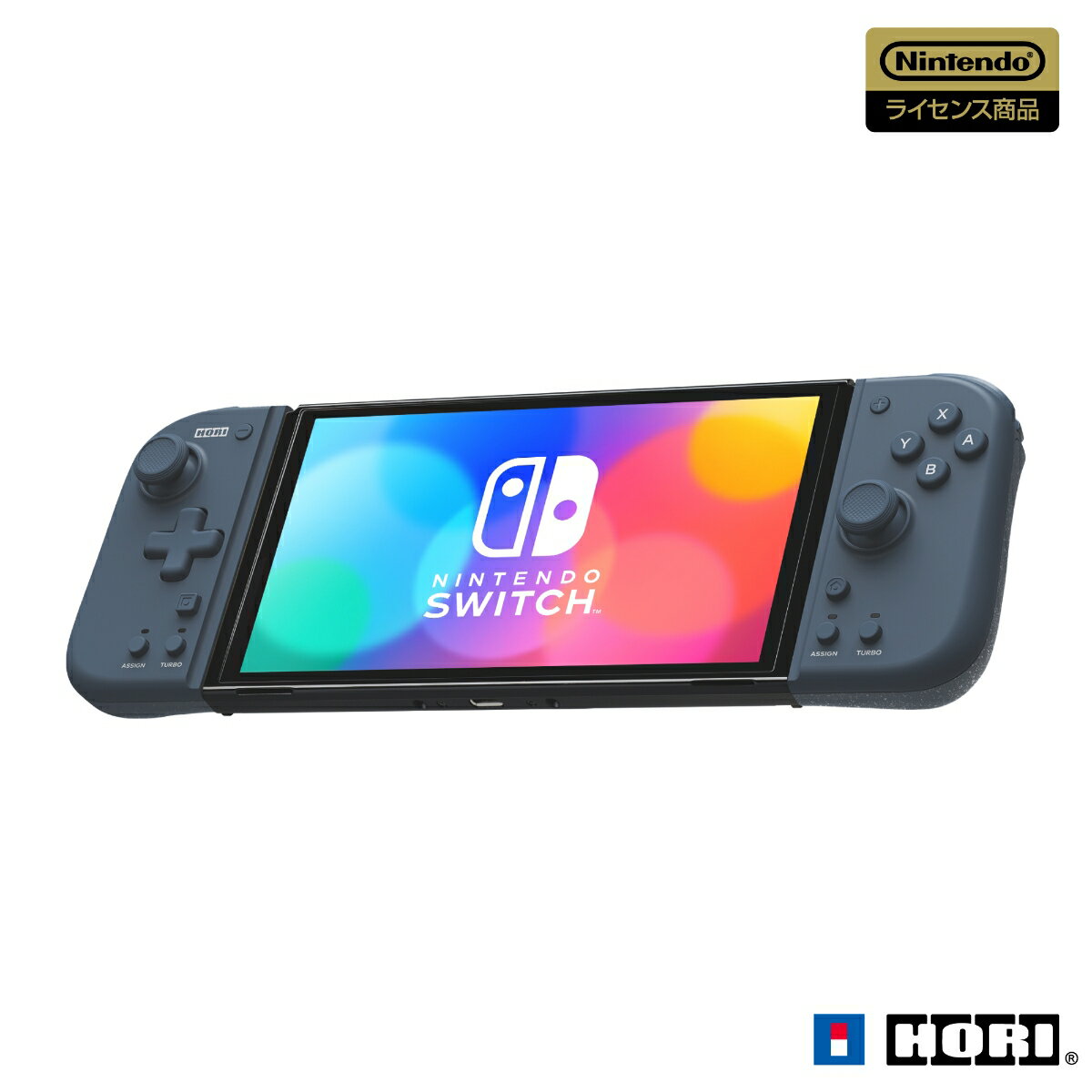 ● Nintendo Switch&trade;の携帯モード専用のコントローラーです。
● 「グリップコントローラー Fit for Nintendo Switch」は、
　「グリップコントローラー for Nintendo Switch」がもう少し小さかったらいいのにな、という
　お客様の声から生まれた製品です。
　女性やお子様にフィットするように大きさや形を考え、「小さな手でも扱いやすい」ことと
　従来品の特徴でもある「長時間プレイでも疲れにくく、安定した操作」を両立させました。
● キュートなツートーンカラーの「LIGHT GRAY×YELLOW」と「MINT GREEN×WHITE」、
　シックなカラーの「MIDNIGHT BLUE」と「APRICOT RED」の4色をラインナップしました。
● 手にフィットするグリップ
　背面のふくらみが手にフィットして、携帯モードでも一般的なコントローラーでプレイしているような操作感に。
　長時間の使用でも疲れにくく、安定した操作で快適なゲームプレイをお楽しみいただけます。
● コンパクトサイズ
女性やお子様などの小さな手にもフィットするように考えたコンパクトサイズです。
横幅も従来品より狭くなり、手に持った時に脇が開きすぎず自然な体勢でゲームをプレイすることができます。

ボタンとスティックも、一般的なコントローラーより小さめに設計されています。
● 背面ボタン + 割り当て機能
　L / R側コントローラーそれぞれに背面ボタンを搭載。
　アサイン(ボタン割り当て)機能でお好みのボタン機能を割り当てることで、ゲーム中の複雑な操作をサポートします。

　・背面ボタン+割り当て機能 設定可能ボタン
　　L側 ： Lボタン / ZLボタン / Lスティックボタン / 十字ボタン(上下左右) / -ボタン
　　R側 ： Rボタン / ZRボタン / Rスティックボタン / Aボタン / Bボタン / Xボタン / Yボタン / +ボタン
● 連射 / 連射ホールド機能
　ボタンを押している間、連射できる連射機能とボタンを押し続けなくても連射できる連射ホールド機能を搭載。
　3段階に連射速度を切り替えできます。

　・連射 / 連射ホールド機能　設定可能ボタン
　　L側：Lボタン / ZLボタン / Lスティックボタン / 十字ボタン(上下左右)※1 / FLボタン※2
　　R側：Rボタン / ZRボタン / Rスティックボタン / Aボタン / Bボタン / Xボタン / Yボタン / FRボタン※2
　　　　　※1 連射ホールド機能の設定はできません。
　　　　　※2 ボタン機能を割り当てている場合のみ設定できます。
【ご注意】
※ 本品をご使用になる際は、Nintendo Switch本体のシステムを最新のバージョンに更新してご使用ください。
※ 本品は携帯モードでしかご利用いただけません。
※ 本品はJoy-Con&trade;に対応する周辺機器はご使用になれません。
※ 本品は以下の機能を搭載しておりません。これらの機能を使用するゲームでは快適にプレイすることができません。
　　・ジャイロセンサー　・加速度センサー　・モーションIR カメラ　・プレイヤーランプ
　　・HD 振動　・おしらせランプ　・NFC（近距離無線通信)
※ 本品にNintendo Switch（有機ELモデル）およびNintendo Switch本体は付属しておりません。
※ 本品はワイヤレスコントローラーではありません。

・外形寸法 ： (幅)約63 mm × (奥行)約104 mm × (高さ)約42 mm
・質量 ： L側 / 約70 g、 R側 / 約70 g
・接続方式： レールコネクタ接続
・対応機種 ：Nintendo Switch