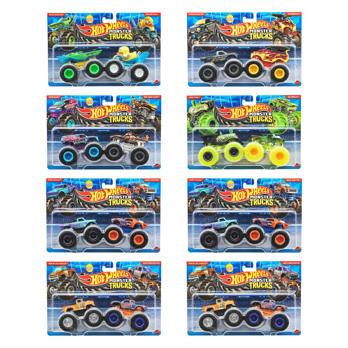 ホットウィール(Hot Wheels)　モンスタートラック　1:64　2パック　アソート 乗り物おも ...