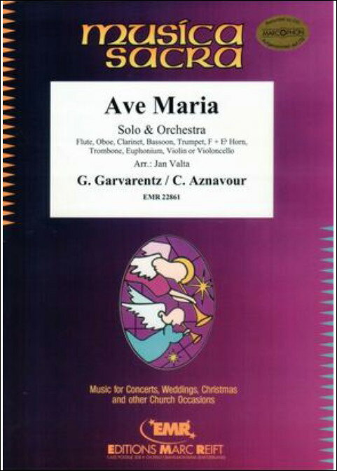 【輸入楽譜】ガルヴァランツ, Georges & アズナヴール, Charles: アヴェ・マリア/ソロとオーケストラ用編曲/Valta編: スコアとパート譜セット