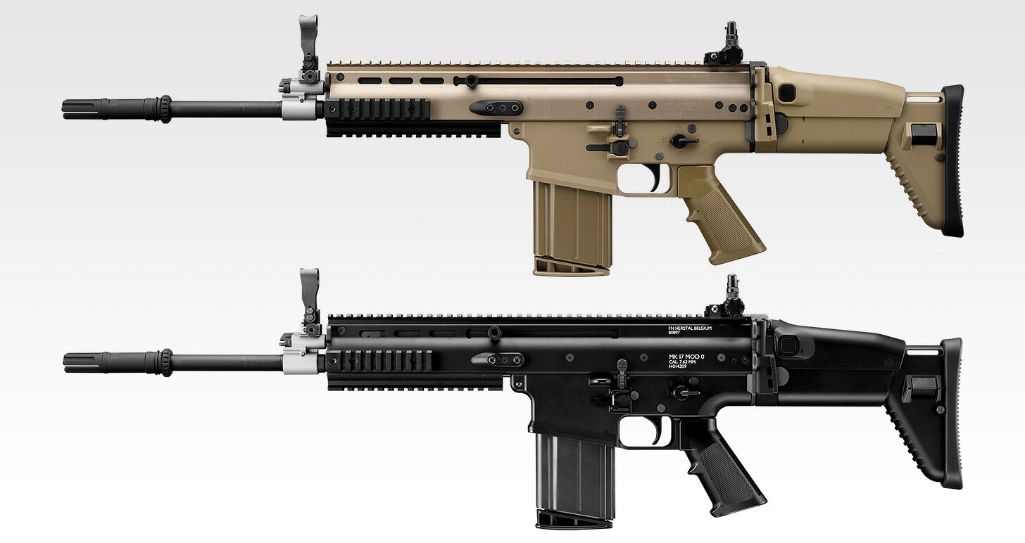 ロングレンジで比類なき性能を発揮する最強のアサルトライフル
7.62mm口径のSCAR-Hが次世代電動ガンで登場。
SCAR-Lの設計を活かしたディテールの再現、そしてアルミから削りだしたレシーバーやアルマイト処理を施したバレルなど、オリジナルの質感の再現にもこだわった、ホンモノと見紛うほどのリアリティを追求しています。
また、バレルの長さを分解の手間なく12インチと16インチに切り換えることが可能。
状況に応じてスタイルを変更することが可能となり、モジュラーアサルトライフルとしての真価をエアソフトガンとしても実現したモデルとなっています。

ベルギーを本拠とするFNエルスタール社のスカーシリーズは、銃のパーツをユニット化することで状況に応じたバレルの交換や各種オプションパーツの搭載を可能にしたモジュラーアサルトライフルで、U.S.SOCOM（=アメリカ特殊作戦統合軍）のために開発されたモデルです。
アメリカ各軍で大規模な実用テストが行われ、2009年からSCAR-Lがアメリカ陸軍のレンジャー部隊によって試験運用が開始されました。
5.56mm×45弾を使用するSCAR-Lのほか、7.62×51弾を使用するSCAR-Hがあり、その他の弾薬にもバレル回りのユニット交換で対応できるよう設計がされています。
操作性は現在アメリカ全軍で採用されているM4シリーズに近く、さらに利き腕を選ばない設計となっており、アメリカ軍次期制式採用を強く意識したモデルと言えるでしょう。

製品特徴
シュート＆リコイルエンジン搭載
トリガーを引くことで発射と同時にボルトが作動し、さらに本体内部で発生した強烈な反動が全身に伝わります。
また、マガジンが空になると発射作動がストップするオートストップシステムを採用。
作動や操作性のリアリティを追求したモデルとなっています。

2WAYバレル
バレルの長さをSTD（16インチ）からCQC（13インチ）に変更可能なアウターバレルチェンジ方式を採用。

抜群の剛性を実現
レシーバーやアウターバレルなど様々なパーツに金属素材を採用。
ホンモノと同じ重量と質感を演出するだけでなく、ゲームユースにも安心の剛性を実現しています。

フォールディング・ストック
特徴的な折りたたみ式ストックをスタイルや機能ともに再現。
ストックの長さとチークピースの高さをそれぞれ調整可能となっています。

調整可能なフロント/リアサイト
付属のアジャストツールで、フロントサイトとリアサイトの上下と左右をそれぞれダイヤル操作で細かく調整することができます。

各種マズルオプションに対応
銃口のフラッシュハイダーを取り外せば、サイレンサーなど14mm逆ネジ仕様のマズルオプションを取り付けることができます。

スチールプレス製マガジン
装弾数90発、ホンモノ同様のスチールプレス製アウターケースを採用したマガジンが付属します。
※電動ガン スタンダードタイプとはマガジンの互換性がありません。

基本情報
■シュート＆リコイルエンジン搭載
■オートストップシステム 搭載
■可変ホップアップシステム 搭載
■フルオート（連発）/ セミオート（単発）切替え式
全長	【16インチ】711 mm（ストック折りたたみ時）/ 902 mm / 965 mm（ストック伸長時）
【13インチ】635 mm（ストック折りたたみ時）/ 826 mm / 889 mm（ストック伸長時）
銃身長	300 mm
重量	3,630 g（STD時 / 空マガジン含む）
弾丸	6mm BB（0.2?0.28g）
動力源	8.4Vニッケル水素1300mAhミニSバッテリー（※1）
装弾数	90 発
型名	SCAR-H
種類	アサルトライフル
※1：バッテリーの充電には、8.4Vニッケル水素バッテリー専用の充電器をご使用ください。

パッケージ内容
スカーH本体、マガジン（装弾数90発）、保護キャップ、取扱い注意・説明書、フロントサイト・アジャストツール、チャージャー、チャージングロッド、クリーニングロッド、BB弾（0.2g/200発）、他

パッケージサイズ
横930 x 縦330 x 厚110 mm【対象年齢】：18歳以上