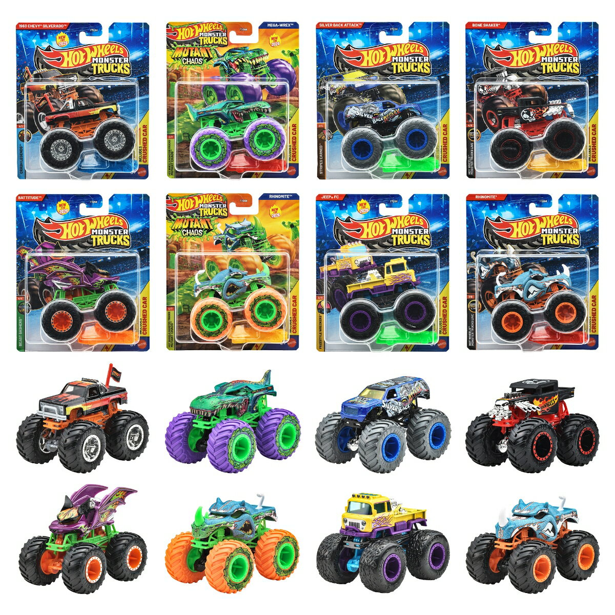 ホットウィール(Hot Wheels)　モンスタートラック 1:64アソート 乗り物おもちゃ ミニカー 8台入り BOX販売 3歳から マルチ FYJ44-982G