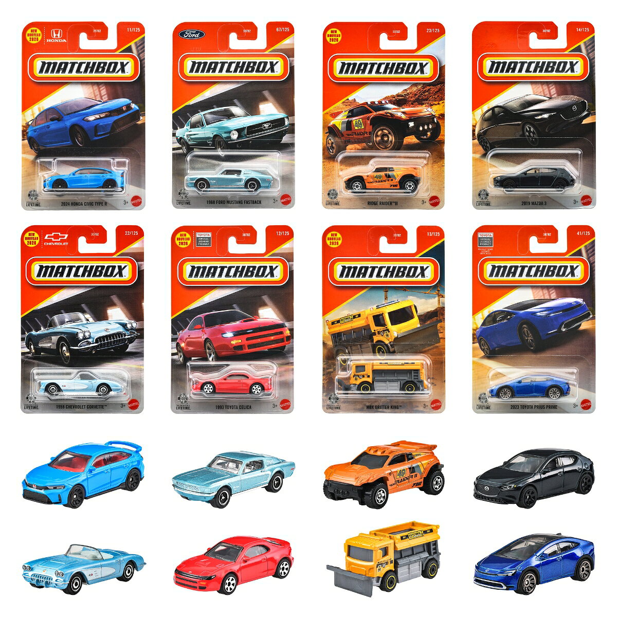 マッチボックス(Matchbox)　ベーシックカー　アソート 乗り物おもちゃ ミニカー 24台入り BOX販売 3歳から マルチ 30782-987B