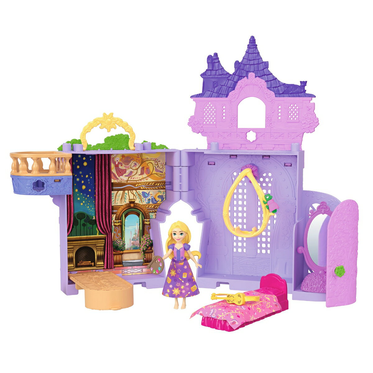 マテル ディズニープリンセス（Disney Princess）　ラプンツェルと塔（かさねるおしろシリーズ！ミニドール） きせかえ人形・ハウス ままごと・ごっこ遊び プレイセット　ミニドール1体付 3歳から パープル JNJ28
