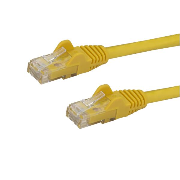 カテゴリ6 LANケーブル（Cat6） RJ45モールドコネクタ（ツメ折れ防止カバー付き） 1m イエロー