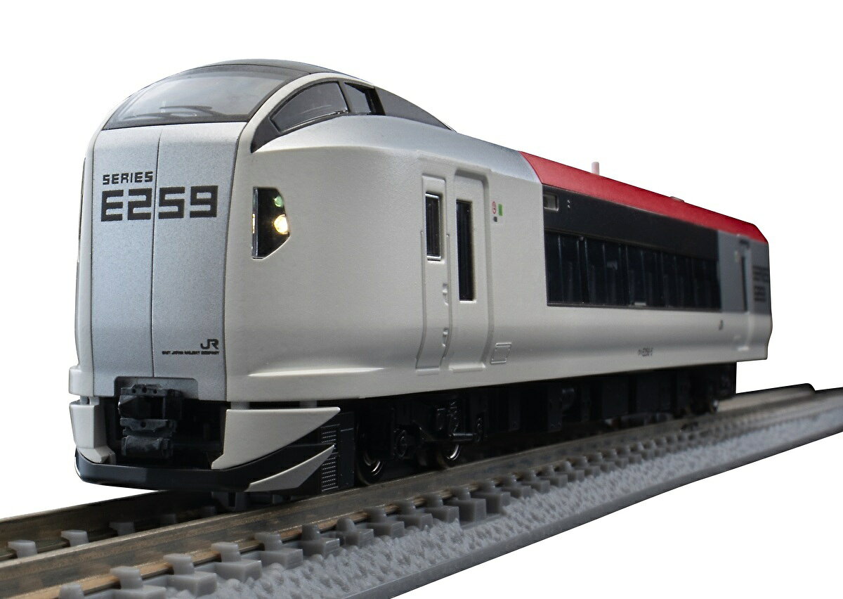 2009年に登場したE259系は、253系の後継として同年10月に運転を開始した特急電車です。
2023年3月にリニューアルが発表され、同年5月には塗装が一新された1編成目が登場しました。

●手軽に精密なNゲージ鉄道模型をディスプレイして楽しめるファースト カー ミュージアム製品
●車番・号車標記は印刷済み
●ヘッド・テールライトは、別売りのFM-017電源ユニット、パワーユニット・D.C.フィーダーを使うことで点灯
●ヘッドライト、テールライトは常点灯基板装備
●ヘッドライトは電球色LED、テールライトは赤色LEDによる点灯
●黒色車輪採用
●すぐにディスプレイ可能なストレートレールS158.5(F)付属(印刷無し)
●ストレートレールS158.5(F)は従来のファイントラックと接続可能
●転がり防止用の車輪止め付属

※パワーユニットによる運転走行はできません
※カプラー無しの為、連結はできません

【車両】
●クハE258-5

【レール】
●ストレートレールS158.5(F)(塗装・印刷なし)

※掲載しておりますイラスト・写真は製品と一部異なる場合があります。【対象年齢】：15歳以上
