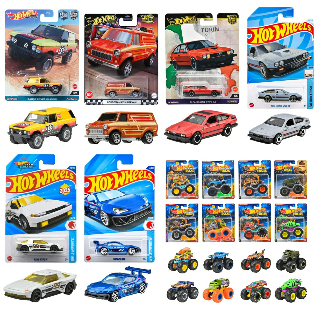 【セット商品】ホットウィール（Hot Wheels）7種（ カーカルチャー オフ・ロード、カーカルチャー ワールドツアー、ブールバード、ベーシックカー3種、モンスタートラック ）