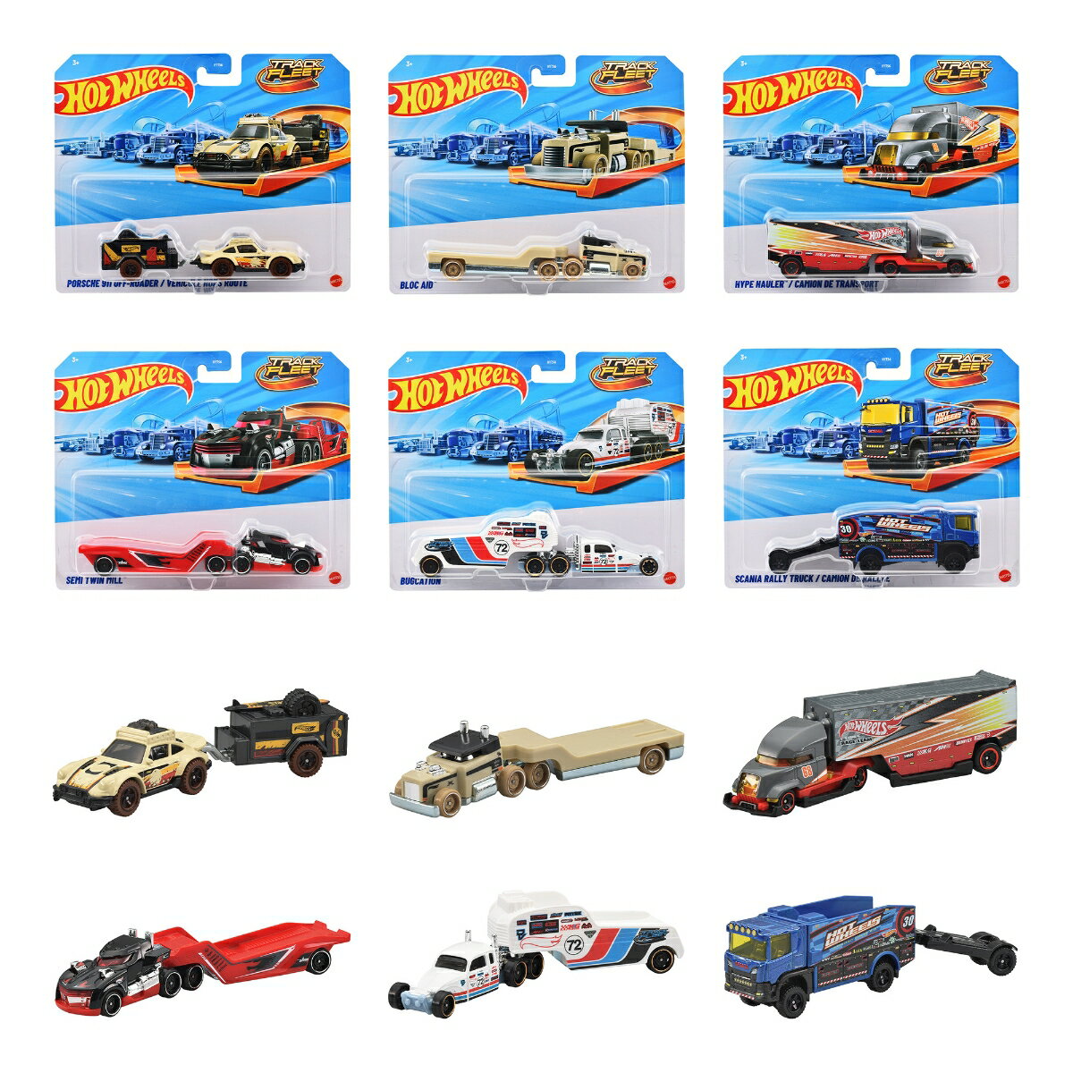 ホットウィール(Hot Wheels)　トラック フリートアソート 乗り物おもちゃ ミニカー 6台入り BOX販売 3歳から マルチ HYT56-986D