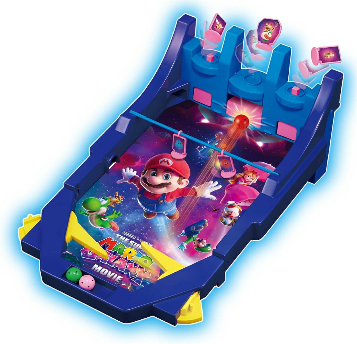 フリッパーを操作し、ボールで 3体の敵を全て倒せたら成功です。
ただし、ボスを攻撃する前に、左右の敵2体を先に倒す必要があります。
【セット内容】
本体×1、ボール×3、敵キャラクターコマ×3、ゆらゆらコマ×2【対象年齢】：4歳以上【商品サイズ (cm)】(幅×高さ×奥行）：8×36×26.5