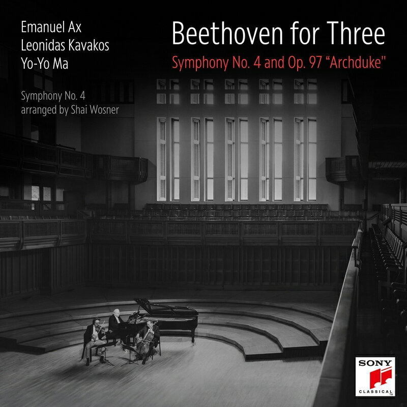 3人の匠が奏でるベートーヴェン交響曲プロジェクト
第3集は交響曲第4番と『大公』

ヨーヨー・マ、エマニュエル・アックス、レオニダス・カヴァコスの3人が奏でるベートーヴェン交響曲シリーズ第3集。名匠3人が初めてトリオとして共演したのは2014年タングルウッド音楽祭でブラームスのトリオを演奏したときに遡ります。意気投合した3人はそれからほどなくアルバム『ブラームス：ピアノ三重奏曲集』（2017）を発表。再び2021年タングルウッド音楽祭で共演した彼らはベートーヴェン：交響曲第2番のピアノ三重奏曲版を演奏。それがきっかけとなりベートーヴェンの交響曲の世界をピアノ・トリオで演奏する録音プロジェクト『ベートーヴェン・フォー・スリー』をスタートさせることとなりました。
　シリーズ1作目、交響曲第2番＆第5番『運命』を2022年3月に、2022年11月には第2作目、交響曲第6番『田園』＆ピアノ三重奏曲第3番をリリース。20世紀に名匠アイザック・スターンとの室内楽の名盤を世に送り出したヨーヨー・マが、21世紀に新たな盟友と創造するかつてない斬新なベートーヴェンの世界がここにあります。（輸入元情報）

【収録情報】
ベートーヴェン：
● 交響曲第4番変ロ長調 Op.60〜ピアノ三重奏曲編曲版
● ピアノ三重奏曲第7番変ロ長調 Op.97『大公』

　エマニュエル・アックス（ピアノ）
　レオニダス・カヴァコス（ヴァイオリン）
　ヨーヨー・マ（チェロ）

　録音方式：ステレオ（デジタル）



Powered by HMV