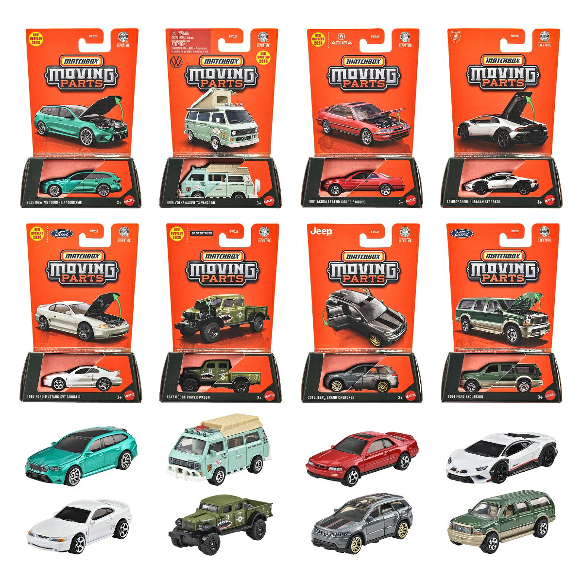 マッチボックス(Matchbox) ムービングパーツ　アソート 乗り物おもちゃ ミニカー 8台入り BOX販売 3歳から マルチ FWD28-989P