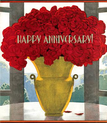 Vase of Red Roses Anniversary Greeting Cards [With Envelope] CD-VASE OF RED ROSES ANNIV-6PK [ A. E. Marty ]