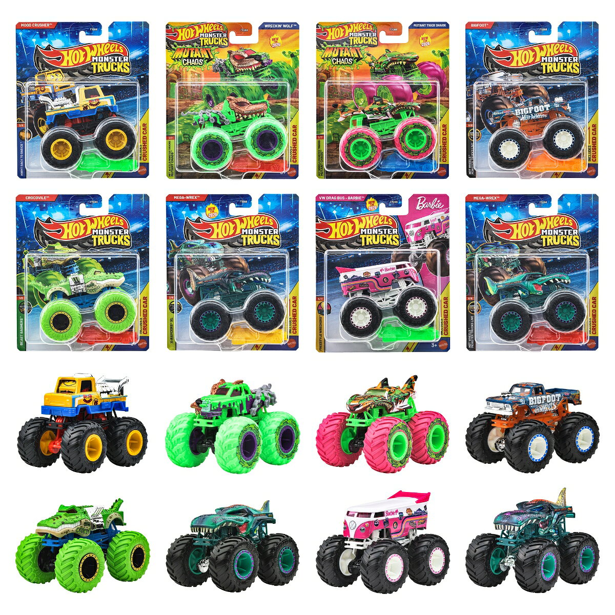 ホットウィール(Hot Wheels) モンスタートラック 1:64アソート ミニカー 8台入り BOX販売 3歳から FYJ44-982H