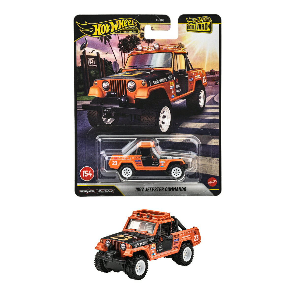 ホットウィール(Hot Wheels)　ブールバード 1967 ジープスター コマンド 乗り物おもちゃ ミニカー 3歳から オレンジ JHW29