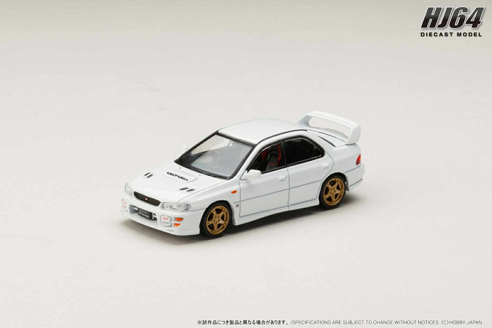 HJ64 1/64 SUBARU IMPREZA WRXSTi Ver.VI (GC8G) 1999ピュアホワイト 【HJ646013AW】 (ミニカー)