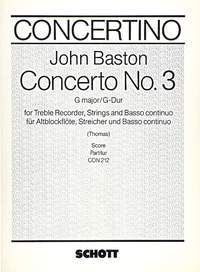 【輸入楽譜】バストン, John: リコーダー協奏曲 第3番 ト長調/トーマス編