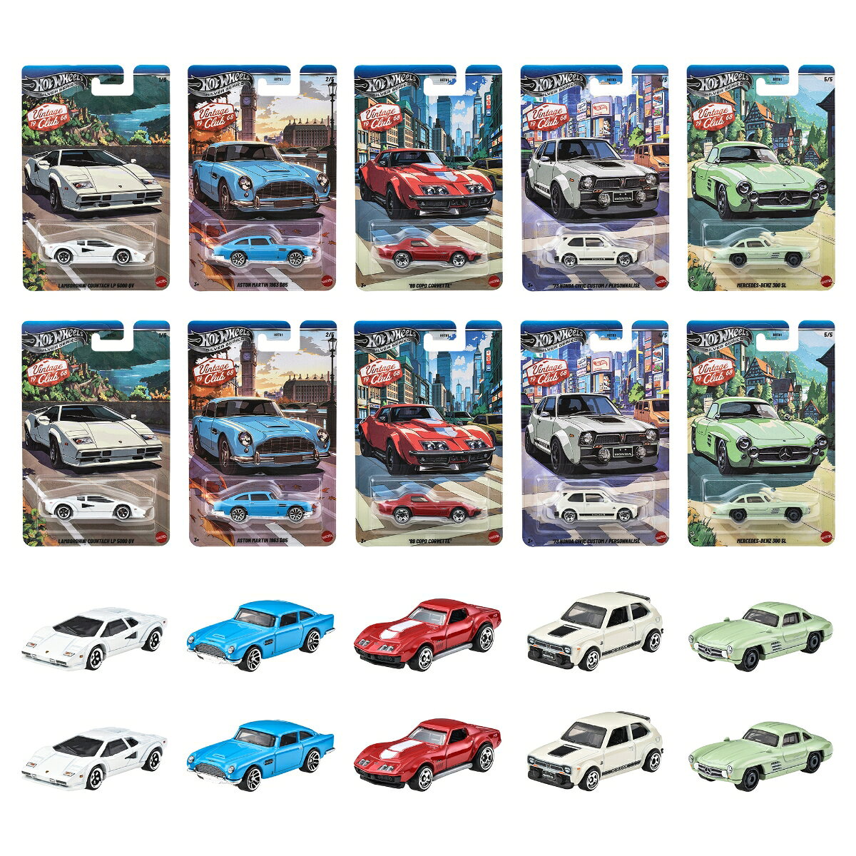 ホットウィール(Hot Wheels) ヴィンテージ アソート ナショナル・アイコンズ ミニカー 10台入り BOX販売 3歳から HRT81-986K