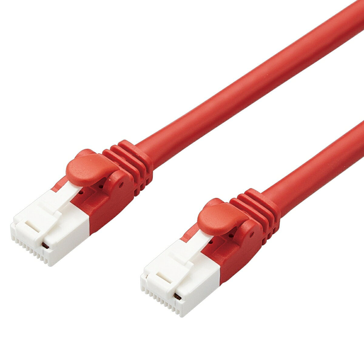 LANケーブル/CAT6A対応/EU RoHS指令準拠/爪折れ防止/簡易パッケージ仕様/3m/ヨリ線/レッド