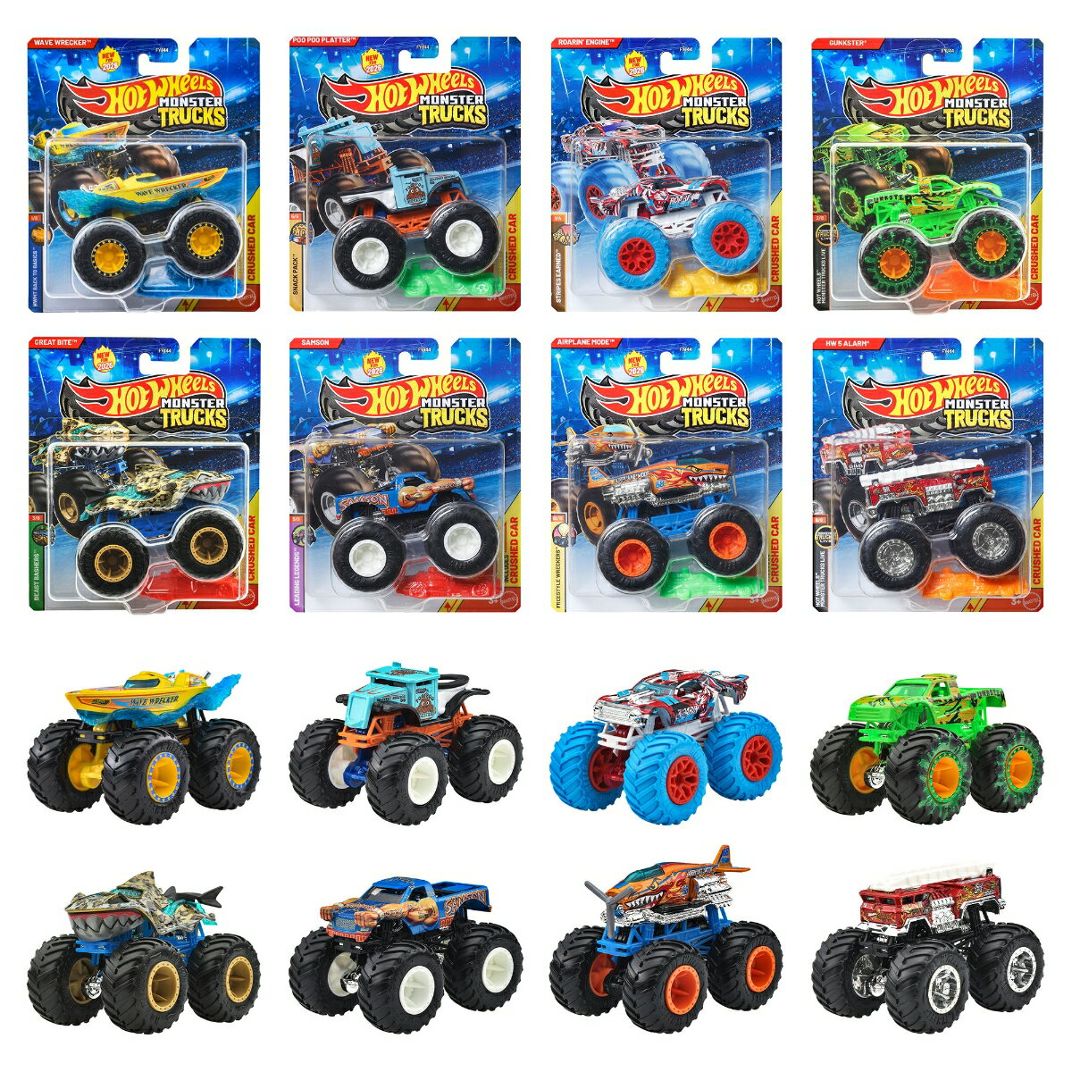 ホットウィール(Hot Wheels)　モンスタートラック 1:64アソート 乗り物おもちゃ ミニカー 8台入り BOX販売 3歳から マルチ FYJ44-982F