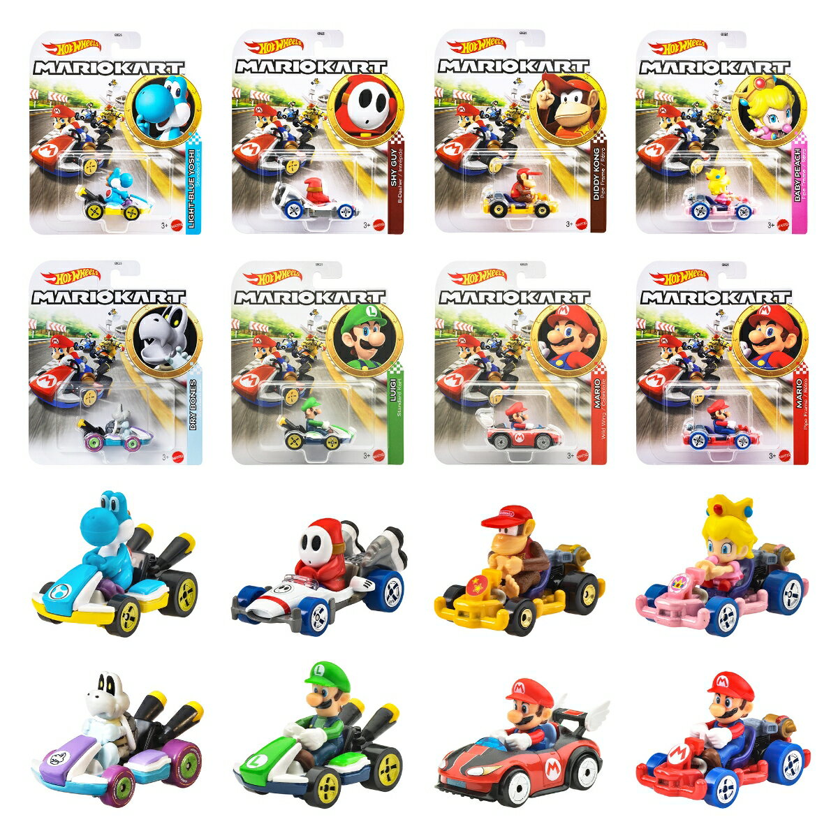 ホットウィール(Hot Wheels)　マリオカート アソート 乗り物おもちゃ ミニカー 8台入り BOX販売 3歳から マルチ GBG25-988E