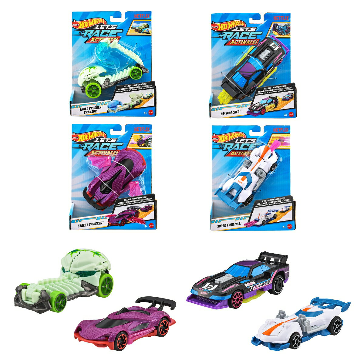 ホットウィール(Hot Wheels)　レースでGo!? アソート 乗り物おもちゃ 1:32 ミニカー 4台入り BOX販売 3歳から マルチ JJX15-986B