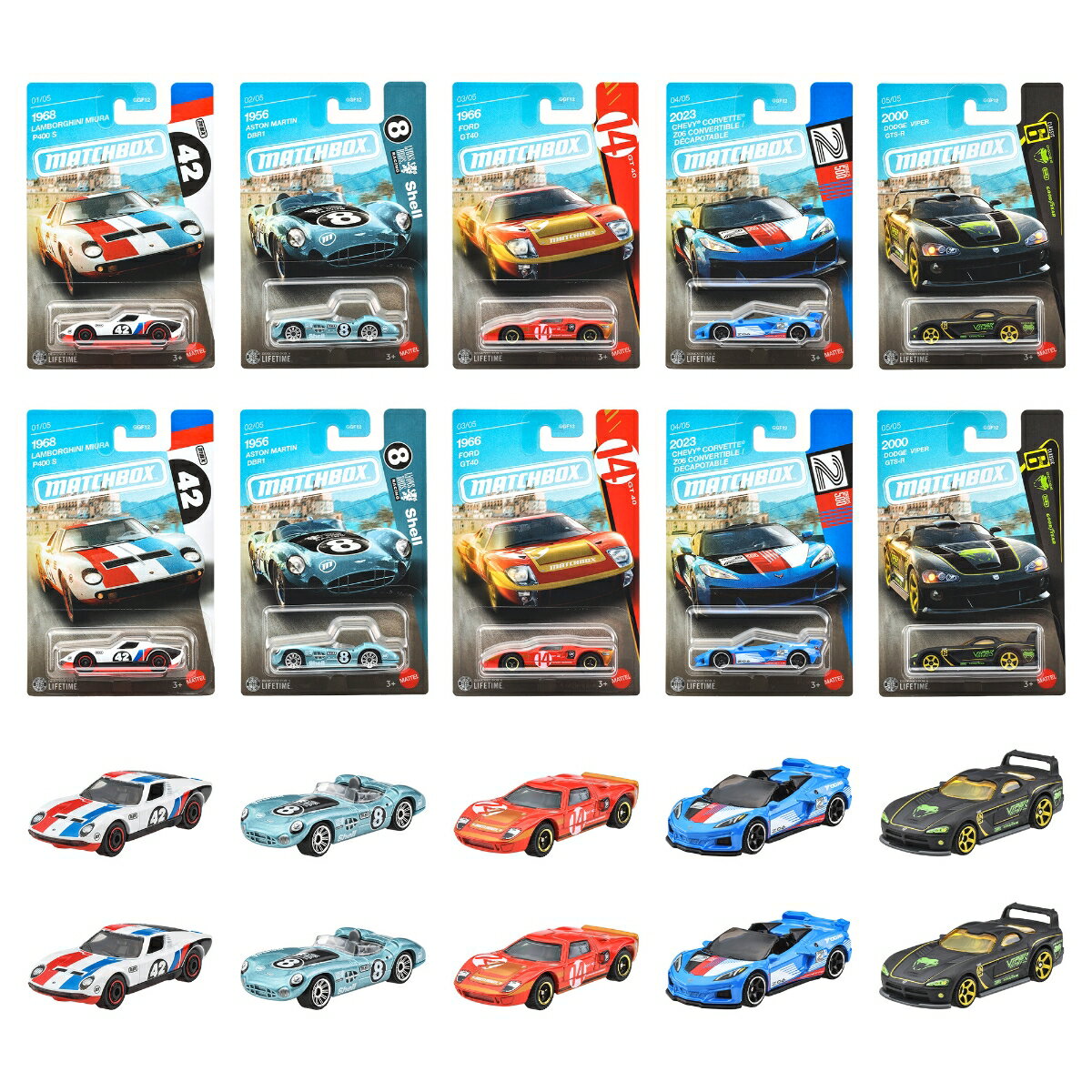 マッチボックス(Matchbox) 　テーマ アソート - スーパーカーズ 乗り物おもちゃ ミニカー 10台入り BOX販売 3歳から マルチ GGF12-987N