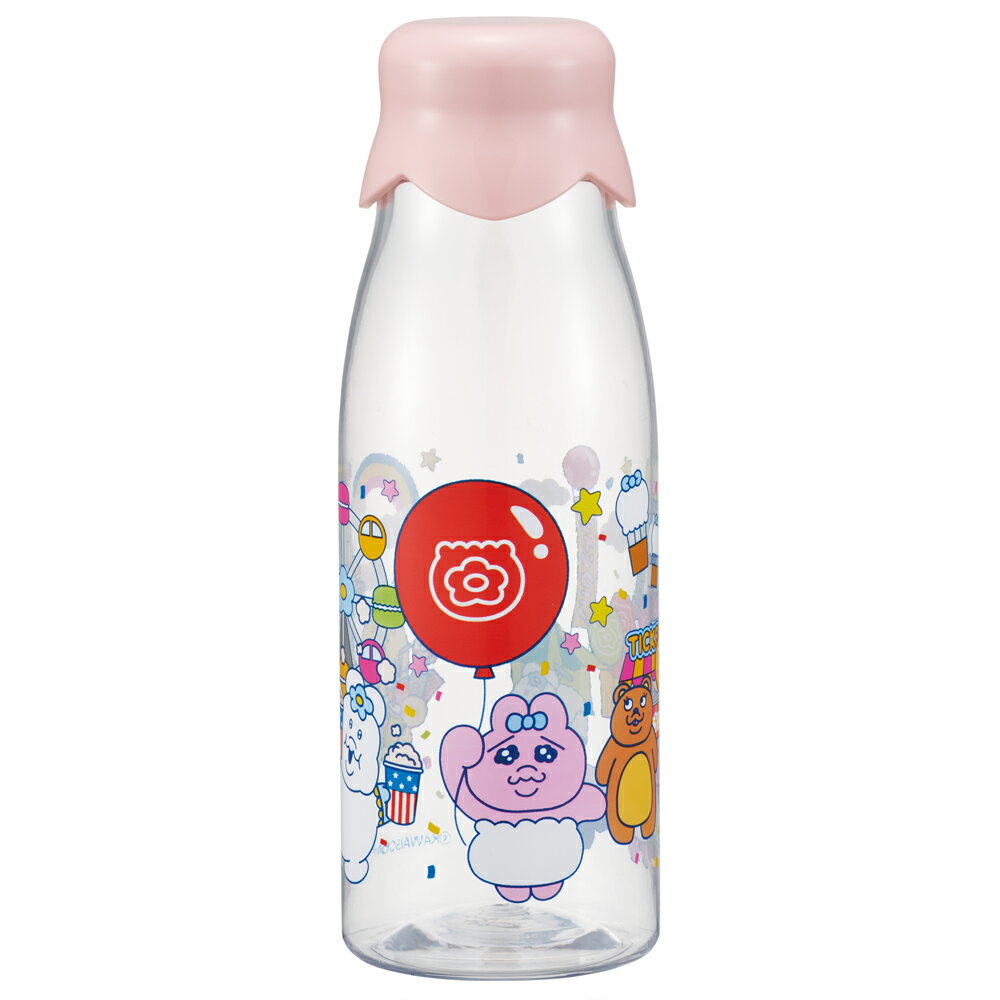 おぱんちゅうさぎ 遊園地　牛乳ビン風 キャラクター デザイン クリア プラ ボトル 水筒 500ml