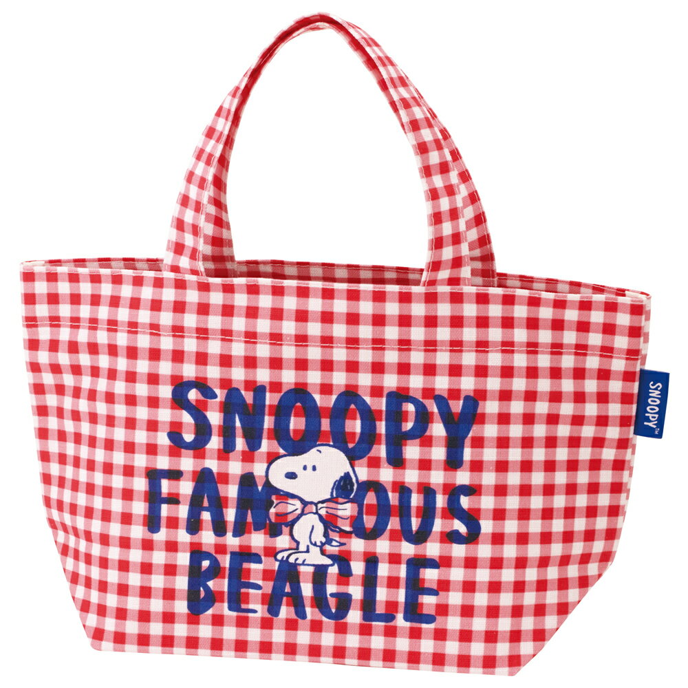 SNOOPY スヌーピー チエック レッド　ランチバッグ 帆布 トート バッグ