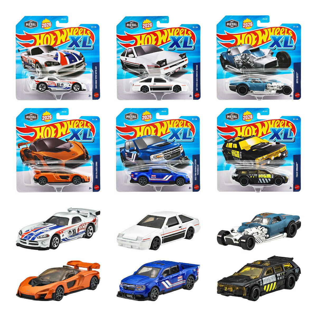 ホットウィール(Hot Wheels)　XL ベーシックカー アソート 乗り物おもちゃ 1:43　ミニカー 6台入り BOX販売 3歳から マルチ JKL02-986C