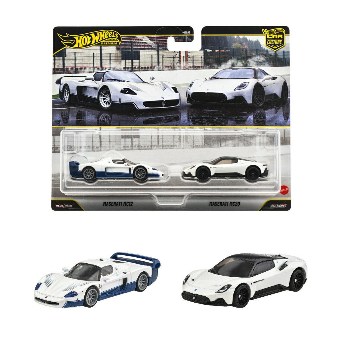 ホットウィール(Hot Wheels)　プレミアム2パック マセラティ MC12 / マセラティ MC20 乗り物おもちゃ ミニカー 3歳から ホワイト JHW55