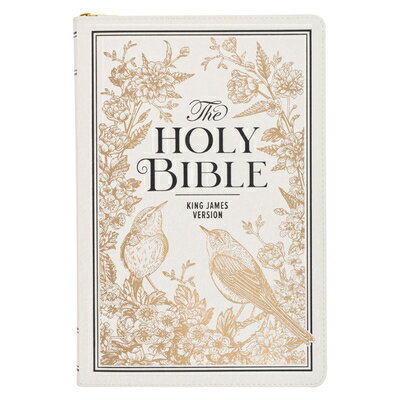 KJV Bible Thinline LP White and Gold W/Zipper KJV BIBLE THINLINE LP WHITE & [ Christian Art Gifts ]