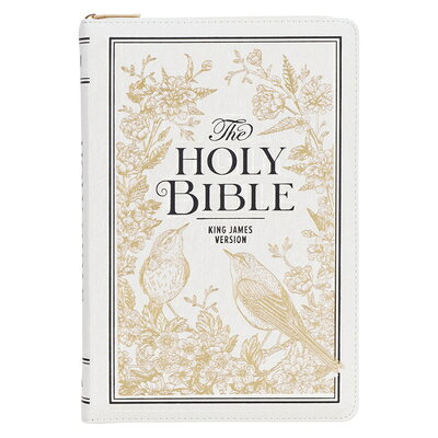 KJV Bible Thinline Large Print (Faux Leather, White and Gold W/Zipper) KJV BIBLE THINLINE LP (FAUX LE [ Christian Art Gifts ]