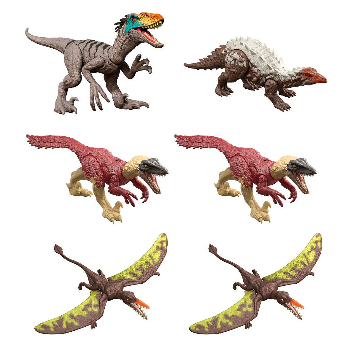 マテル ジュラシックワールド(JURASSIC WORLD)　危険！アクション アソート 子供向けフィギュア 恐竜フィギュア 6体 BOX販売 4歳から マルチ JGB72-986E
