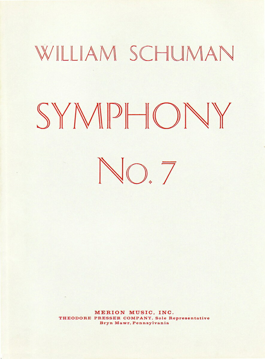 【輸入楽譜】シューマン, William: 交響曲 第7番