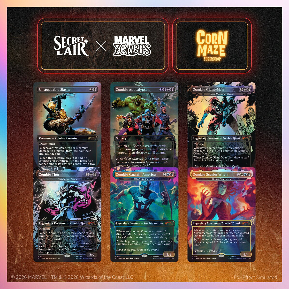 マジック：ザ・ギャザリング Secret Lair Corn Maze Superdrop Secret Lair x Marvel: Zombies Traditional Foil Edition【クレジットカード決済限定】