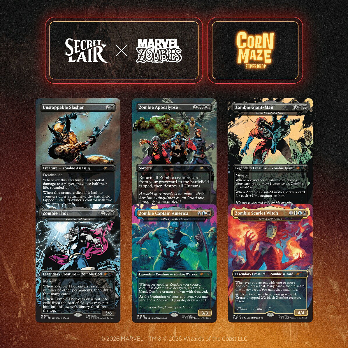マジック：ザ・ギャザリング Secret Lair Corn Maze Superdrop Secret Lair x Marvel: Zombies【クレジットカード決済限定】